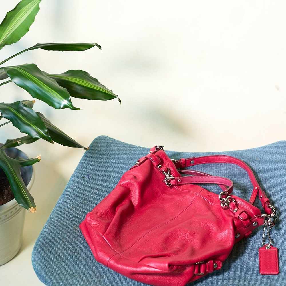 Coach Vibrant Red Leather Hobo Bag
